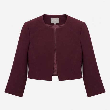 Jacket Burgundy Open Front Crop Tailored