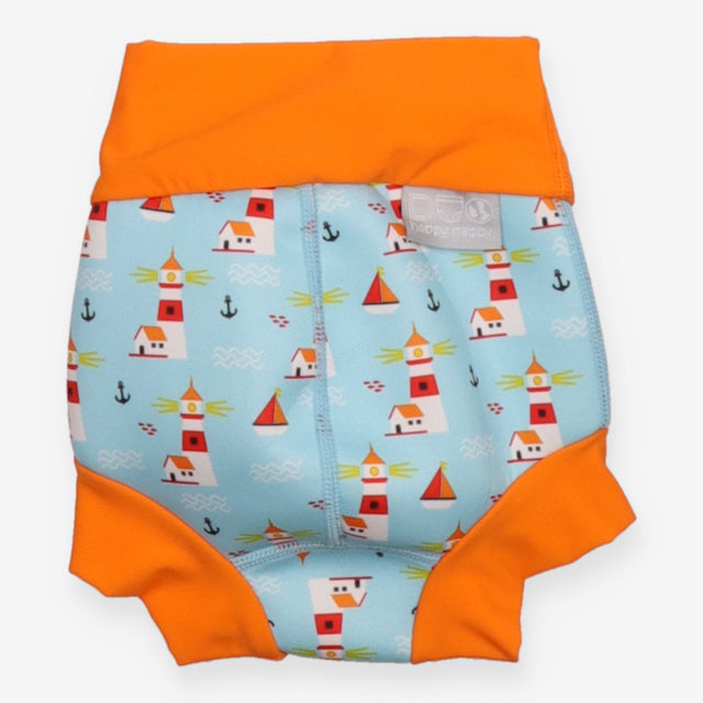Swim Nappy Blue and Orange with Lighthouse