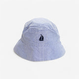 Navy stripe bucket hat with boat