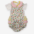 Floral romper with with stripe collar bodysuit