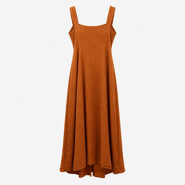 Orange Linen Sleeveless Dress