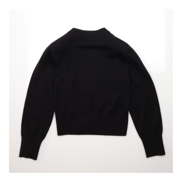 Cardigan Black Merino Wool V Neck Button Front
