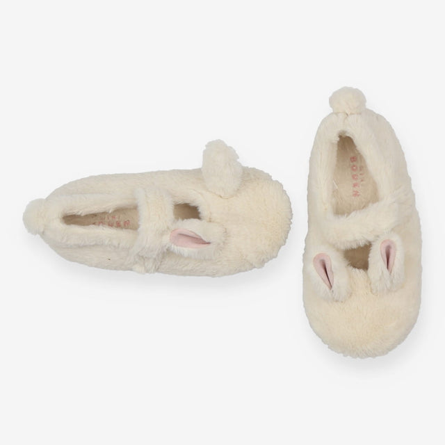 Slippers cream fur bunnies hard sole