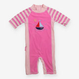 Swimsuit pink ship stripe arms