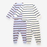 White and Blue Striped Pyjamas 2 Pack
