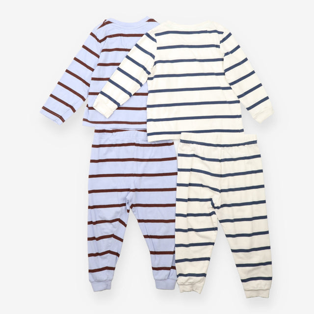 White and Blue Striped Pyjamas 2 Pack