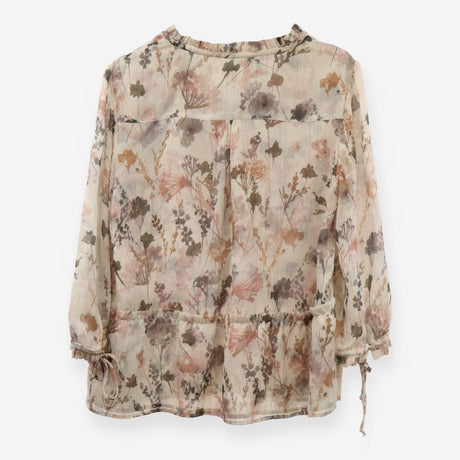 Semi‑Sheer Layered Blouse with Metallic Thread Det