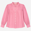 Pintuck Blouse in Mid Pink with Ruffled Collar