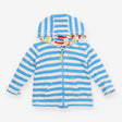 Reversible hoodie blue white stripe towelling fish