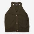 Olive Khaki Knitted Button Front Sleevele
