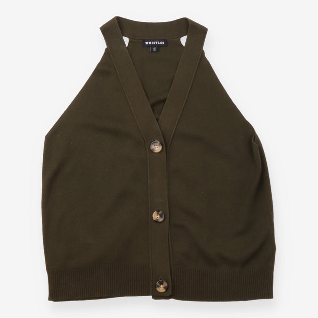 Olive Khaki Knitted Button Front Sleevele