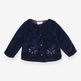 Cardi Fleece navy with Bunny Front Pockets and Hea