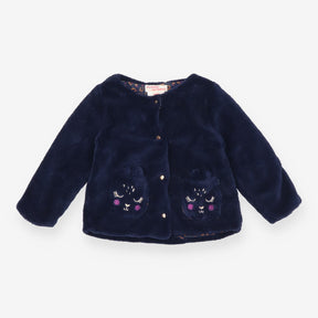 Cardi Fleece navy with Bunny Front Pockets and Hea