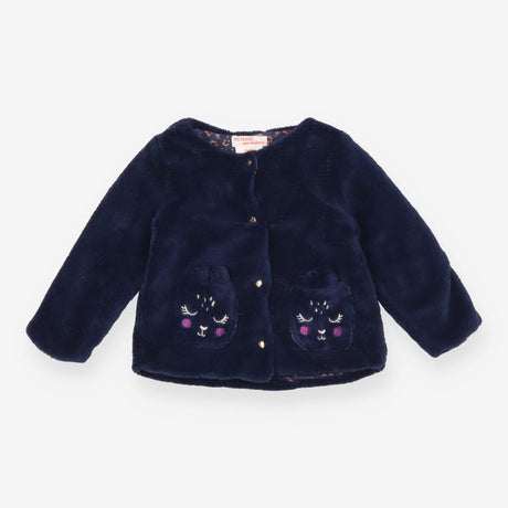 Cardi Fleece navy with Bunny Front Pockets and Hea