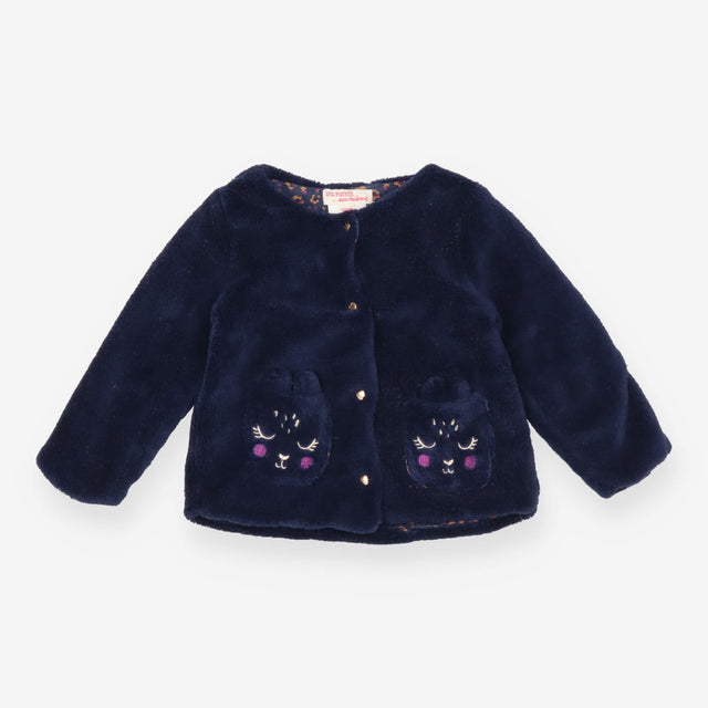 Cardi Fleece navy with Bunny Front Pockets and Hea