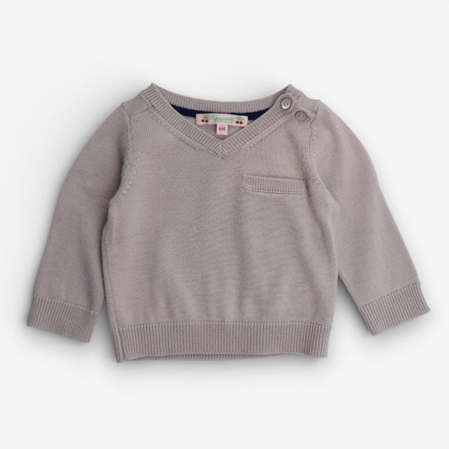 Beige knit sweater with pocket