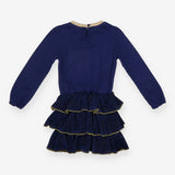 Dress royal blue with sparkle skirt gold trim