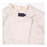 Sequin Asymmetric Biker Jacket Champagne Silver