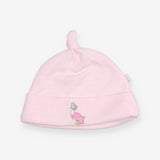 Baby Hat pink striped embroidered duck