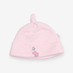 Baby Hat pink striped embroidered duck