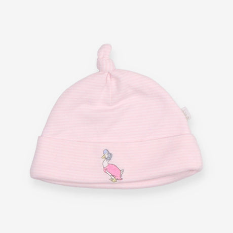 Baby Hat pink striped embroidered duck