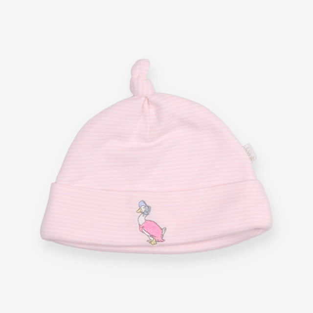Baby Hat pink striped embroidered duck