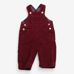 Dungarees Burgundy Cord with Tartan Lining