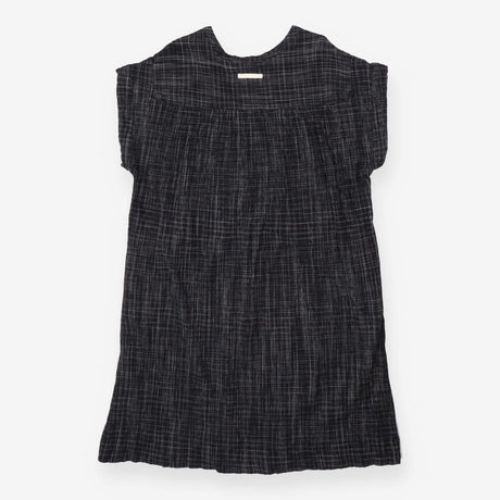 Dark Grey Crinkle Cotton Midi Dress Button Front