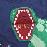 Stripe sleeve i am a t-rex peekaboo navy t-shirt