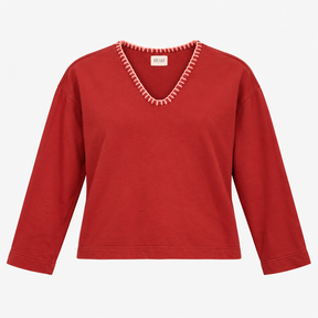 Sweatshirt Burgundy Contrast Stitch Cotton