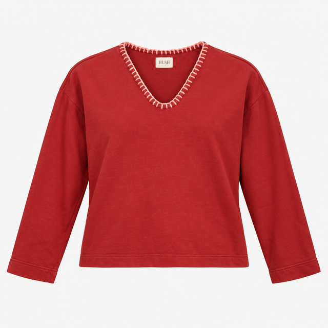 Sweatshirt Burgundy Contrast Stitch Cotton
