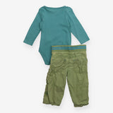Green "Roar" Bodysuit and Green Cargos Outfit 