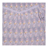 Top Lilac Paisley Print Long Sleeves Gathered Yoke