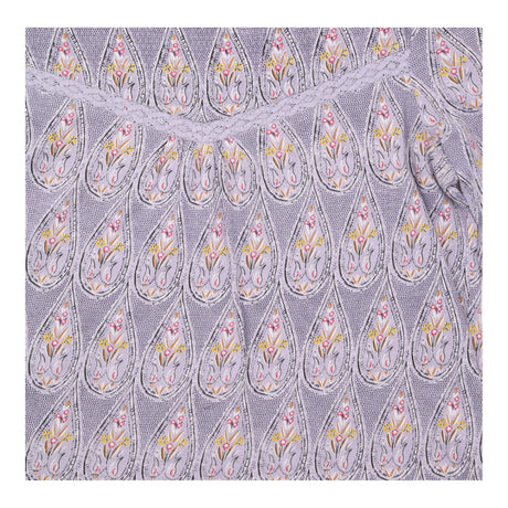 Top Lilac Paisley Print Long Sleeves Gathered Yoke