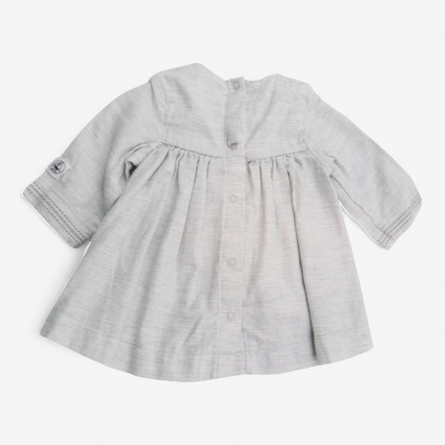 Dress grey silver thread embroidery