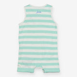 Romper Sleeveless Teal Stripe Happy Shark Pocket