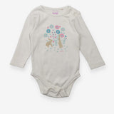 White bodysuit LS Hares flowers