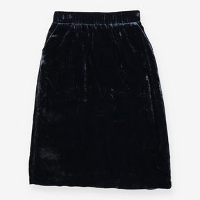 Marl Grey Velour Midi Skirt Elastic Waist Soft Vel