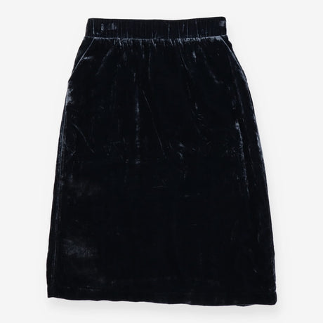 Marl Grey Velour Midi Skirt Elastic Waist Soft Vel