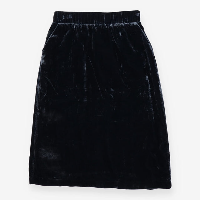 Marl Grey Velour Midi Skirt Elastic Waist Soft Vel