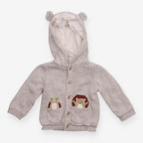 Cardigan knit hooded with ears hedgehog grey