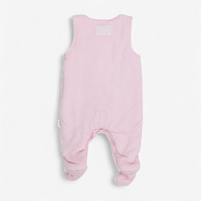 Romper Padded Pink Striped with Bunny Applique