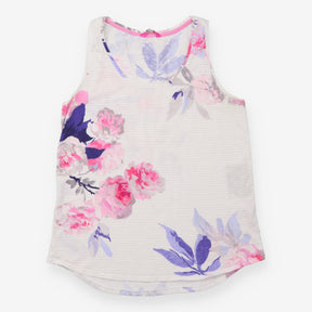 Floral Cotton Vest Top Pink White