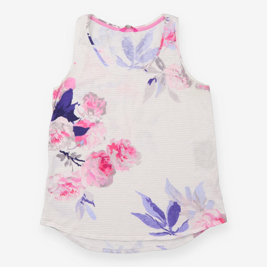 Floral Cotton Vest Top Pink White