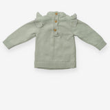 Green sparkle frill sweater knitted