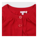 Red knit cardigan