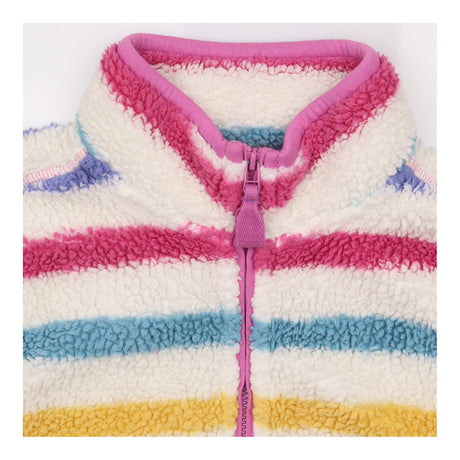 Multicolour Striped Teddy Fleece Quarter Zip fleec
