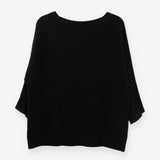 Black Fine Knit Boatneck Sweater