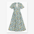 Dress Insect Print Blue Viscose Midi V-Neck Short 