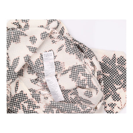 Blouse Cream Black Floral Print Cold Shoulder Butt